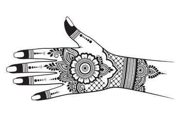Obraz premium An intricate henna design on a hand, isolated on white background, showcasing traditional artistry and cultural beauty with delicate patterns and motifs vector illustration