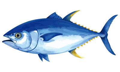 Hand-Painted Watercolor Bluefin Tuna Fish Artwork