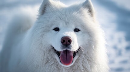 Naklejka premium Happy white dog portrait