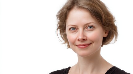 Portrait of a Smiling Woman with Natural Beauty and Soft Features