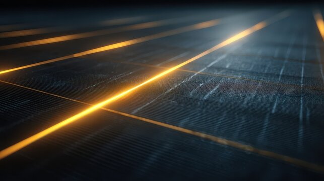 Dark textured surface with glowing orange lines solar panel