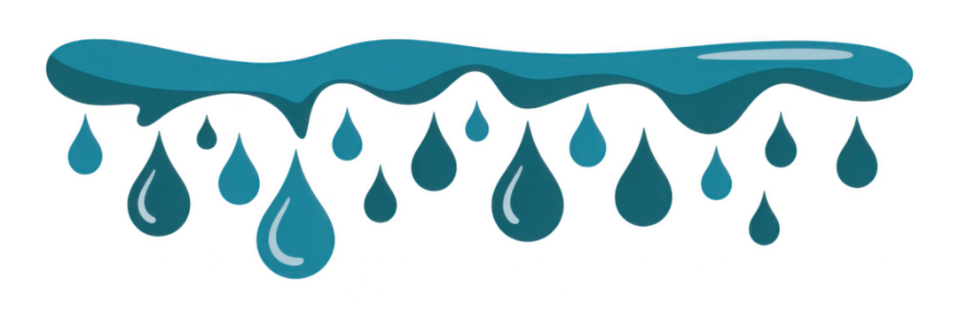 Blue liquid dripping from an abstract shape isolated on transparent background