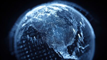 Digital globe with financial data and currency symbols image