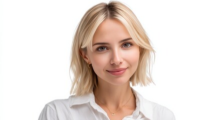 Portrait of a Confident Young Woman with Blonde Hair and Natural Makeup