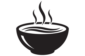 A steaming bowl of soup isolated on white background, offering warmth and comfort with its swirling vapors and inviting silhouette design vector illustration