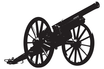 A vintage cannon isolated on white background, a symbol of historical warfare, power, and the echoes of battles fought long ago on distant fields vector illustration