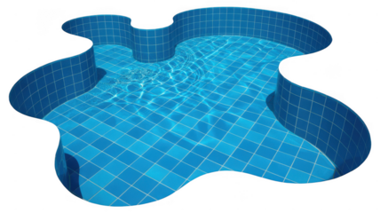 Abstract blue water shape with tiled pattern isolated on transparent background. blue water background