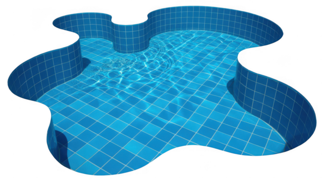 Abstract blue water shape with tiled pattern isolated on transparent background. blue water background