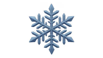 Intricate blue snowflake crystal isolated on transparent background. snowflake on white background