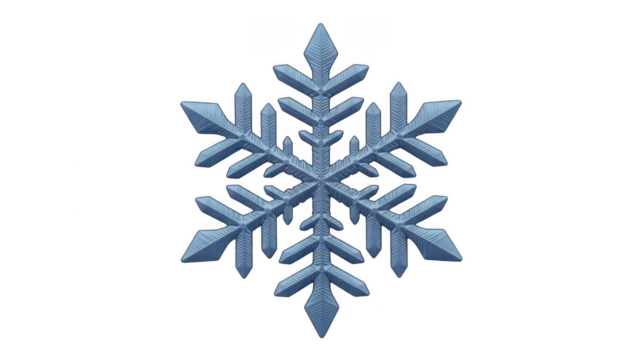 Intricate blue snowflake crystal isolated on transparent background. snowflake on white background