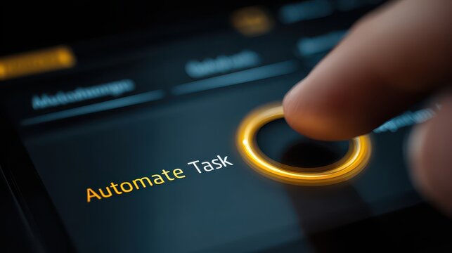 Finger pressing glowing automate button image