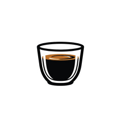 Illustration of a glass cup filled with a dark brown liquid.