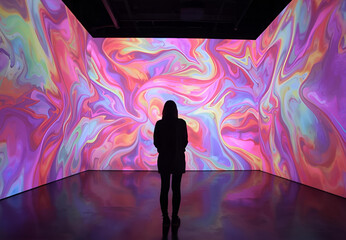 Silhouette of a girl in the room