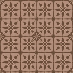 Fototapeta premium Seamless pattern of geometric floral motifs in shades of brown repeating tessellation