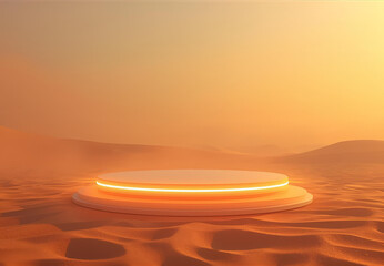 Desert-themed display stand.