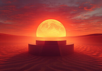 Moon-themed display stand.