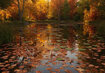 Autumn pond scene