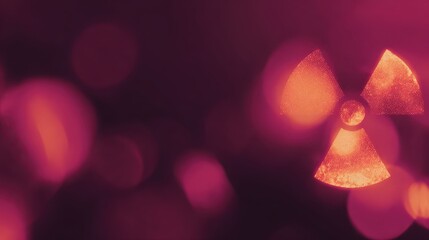 Abstract radioactive symbol with vibrant background in pink and orange hues, ideal for highlighting themes of danger and caution in designs and art projects