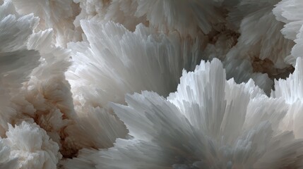 Intricate Abstract Crystal Formation with Textured Surface in Soft White and Subtle Beige Hues, Captured in High Detail and Clarity