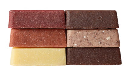 The image displays a selection of soap bars, likely organic or natural, given their appearance and the context of similar products found in searches on white background 