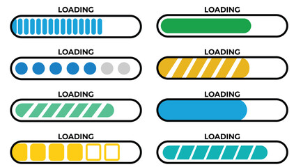 Progress Loading Bar Set – Colorful Download UI Bar Vector Templates for Web, App, and Interface Design