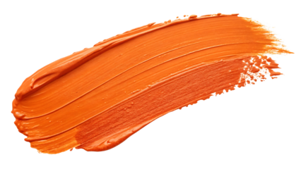Bold Orange Paint Stroke Isolated on Black Background Perfect for Artistic Creations and Design Projects