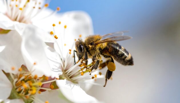 Honeybee on a white flower (1)