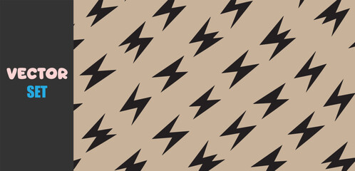Fototapeta premium Seamless pattern of black lightning bolts on a beige background