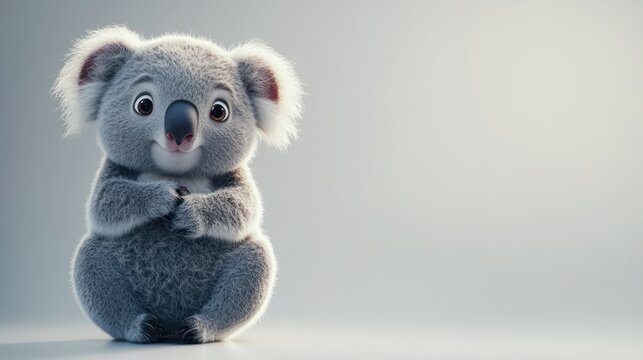 Cute koala bear cartoon character with expressive eyes on a clean backdrop