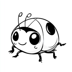 Obraz premium Cartoon ladybug illustration with big eyes isolated on white background