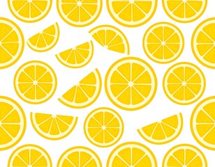 Fresh Lemon Slices Pattern Background.