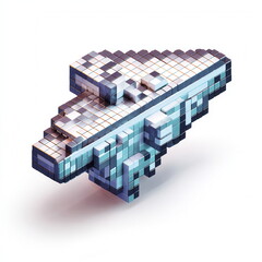 3D pixel style retro arrow cursor, blocky design, classic computer icon look, transparent background, high resolution
