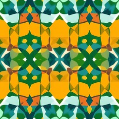 Geometric abstract pattern with organic shapes in yellow green and teal tones Repeating