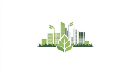 Eco friendly cityscape logo sustainable urban development and green living