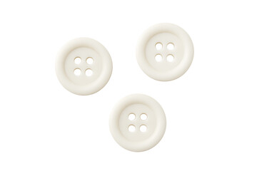 Obraz premium Ivory plastic sewing buttons trio isolated on transparent background