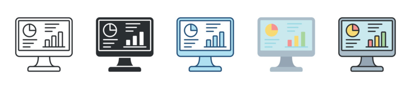 Web Analytics Icon Set Multiple Style Collection