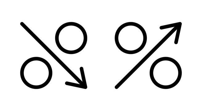 Percentage symbols with decrease and increase arrows