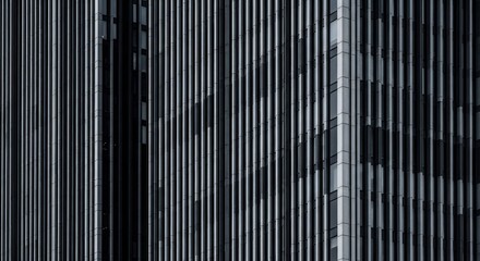 Dark building with linear facade and right angle corner detail