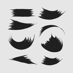 Dynamic collection of abstract black brush strokes and expressive ink elements, perfect for artistic graphic design projects