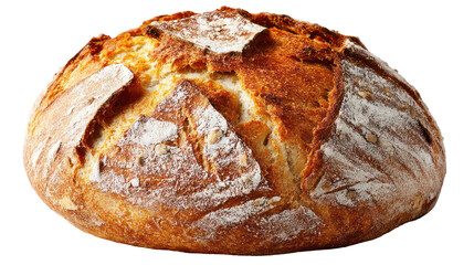 Artisan sourdough bread loaf isolated on transparent background