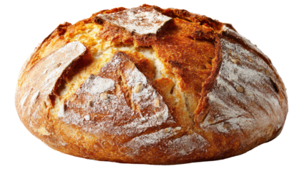 Artisan sourdough bread loaf isolated on transparent background