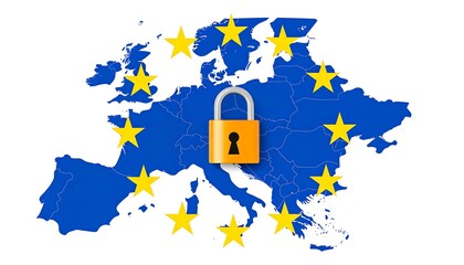 European Union map with lock