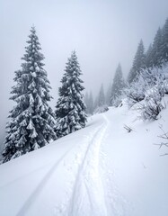 Snowy mountain path