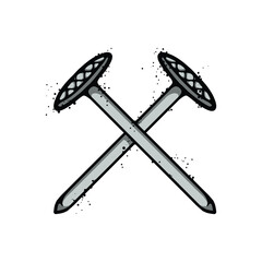 Crossed nail Cartoon Vector Illustration