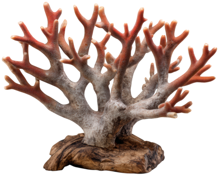 Unusual red coral fungus with branching mushroom structure. This vibrant and beautiful marine element from nature, isolated, showing intricate and delicate detail - Powered by Adobe