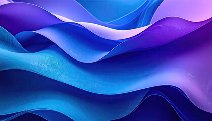 Abstract Blue and Purple Flowing Waves Background with Shimmering Highlights