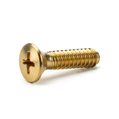 Brass Phillips Head Screw on White Background gold