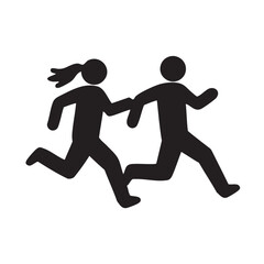 Black running man silhouette vector illustration of sport athlete people in action and sprint training
