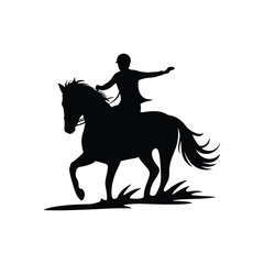 Horse Rider Silhouette – Equestrian Sport and Outdoor Riding Vector Illustration