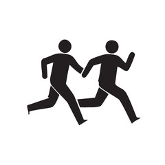Black running person silhouette vector illustration showing athlete in action for sport and fitness